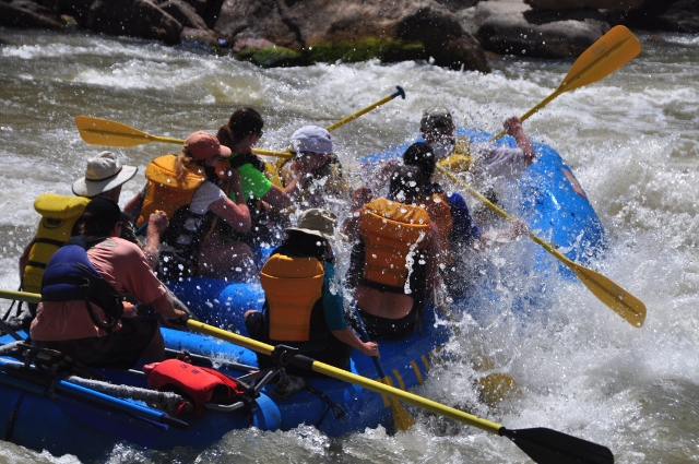 Rafters seen along the Glenwood Canyon bike path
